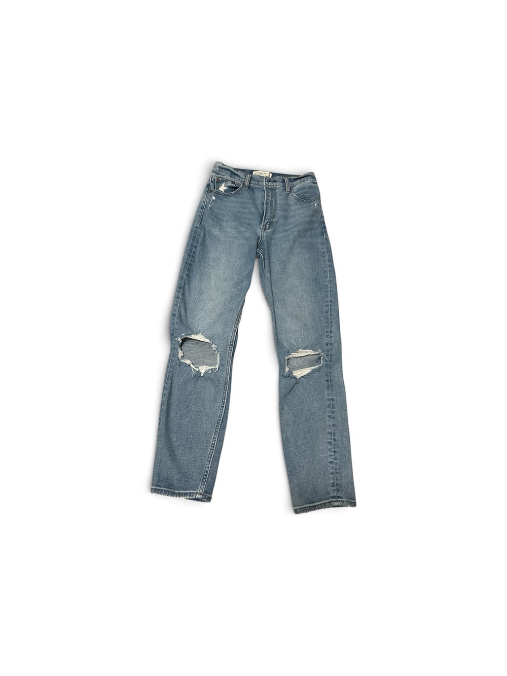 Abercrombie & Fitch Women's High-Rise Distressed Medium Blue Jeans